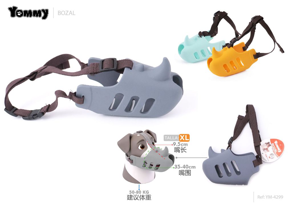 Bozal de silicona con forma de rinoceronte para perros 35cm - Accesorios para mascotas