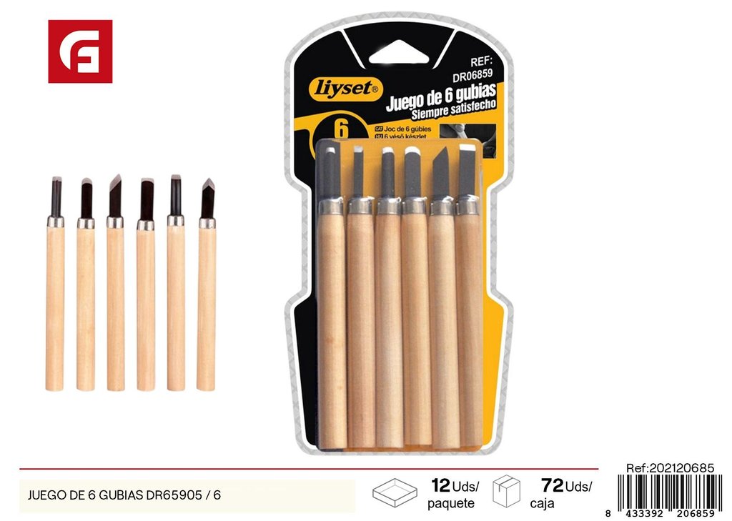 juego de 6 gubias DR65905 - Herramientas de carpintería