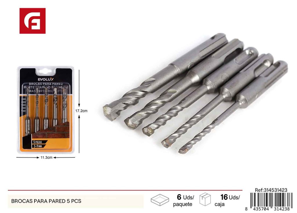 brocas para pared 5 pcs - Herramientas de ferretería