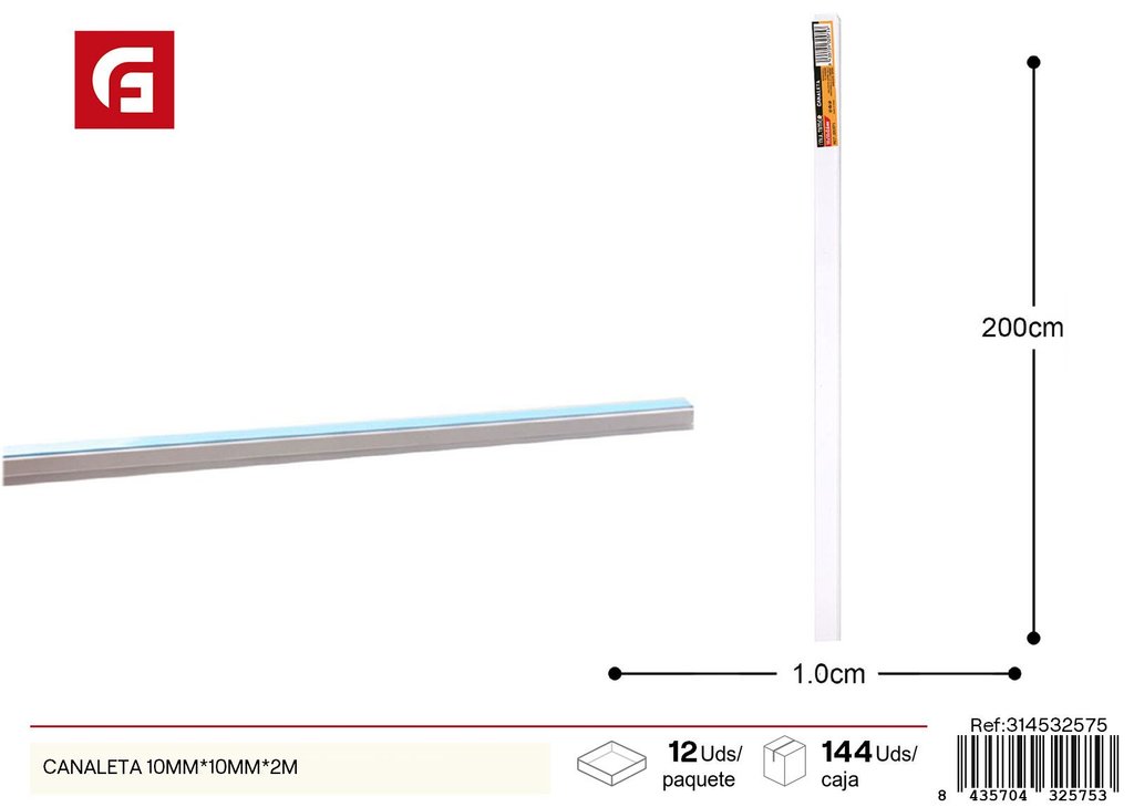 Canaleta 10mm*10mm*2m - Protección de cables para ferretería