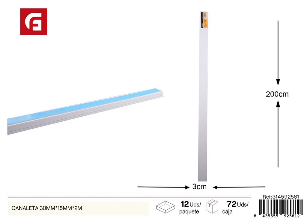 Canaleta 30mm*15mm*2m - Protección de cables para ferretería