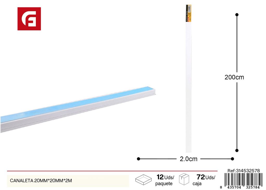 Canaleta 20mm*20mm*2m - Protección de cables para ferretería