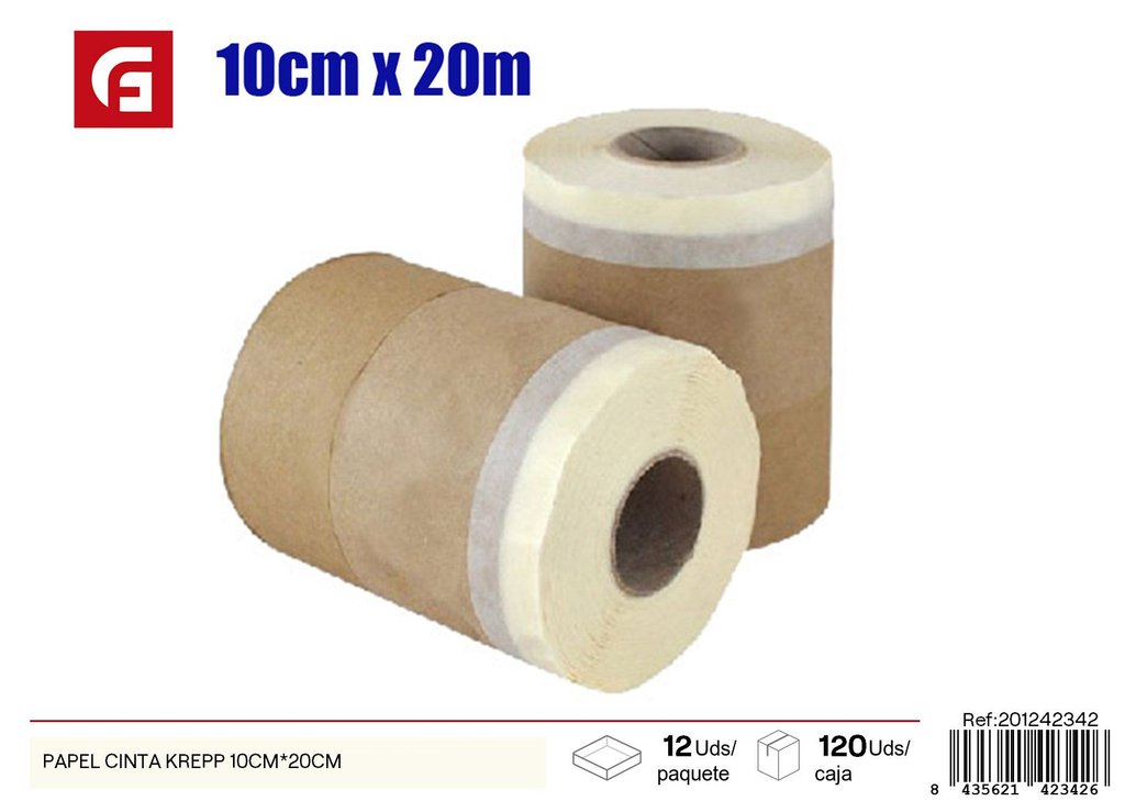 Cinta de papel krepp 10 cm*20 m - Cinta de pintura para ferretería