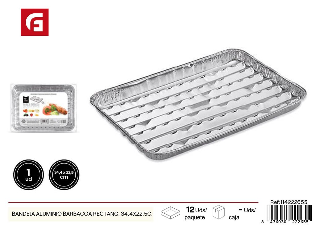 Bandeja de aluminio rectangular 34.4x22.5 cm 1 ud - Recipientes desechables 