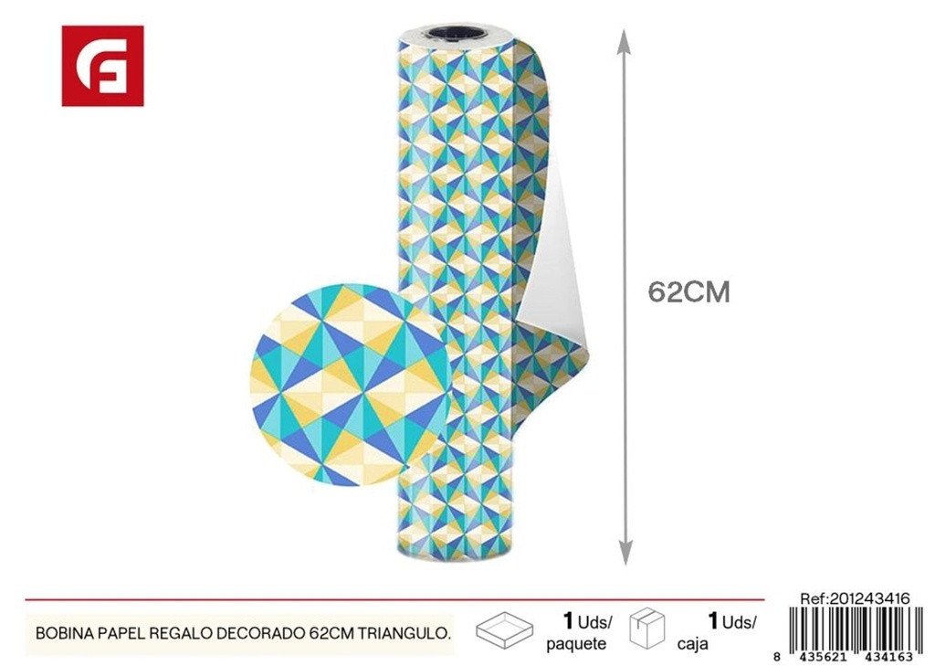 Bolsa de papel decorado de 62cm con triángulos - Material de regalo