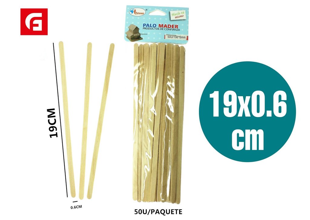 Palo de madera para manualidades 190x6 mm - Materiales de manualidades