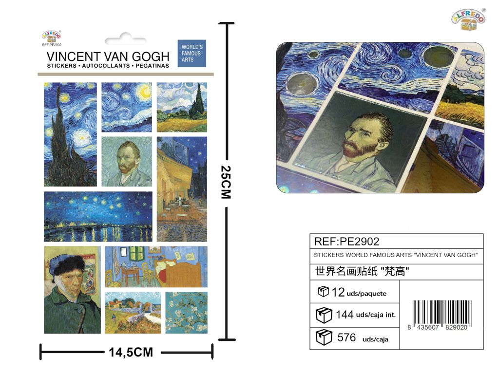 Stickers de artes famosas "Vicent Van Gogh" 14,5x25 cm - Novedades