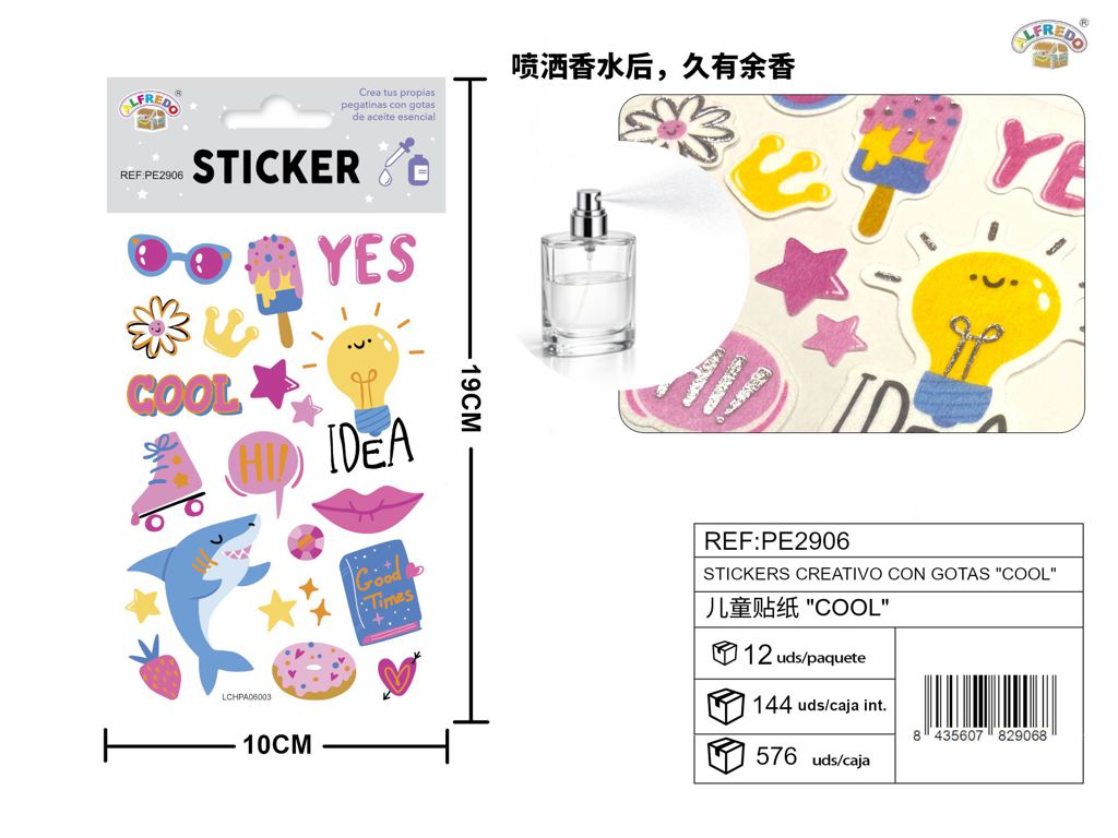 Stickers creativos con gotas "Cool" 10x19 cm - Novedades