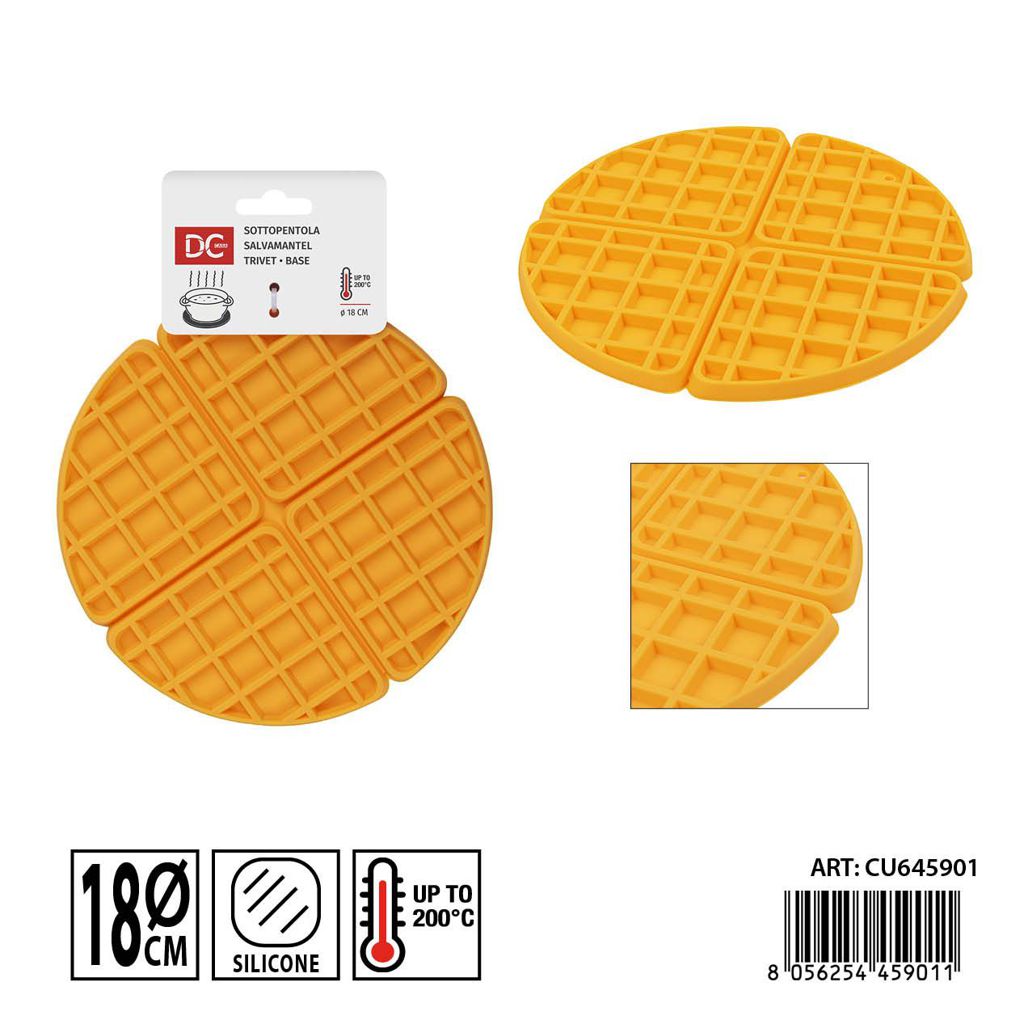 Salvamantel de silicona forma waffle 18x18 cm DC CASA - Accesorio útil de cocina