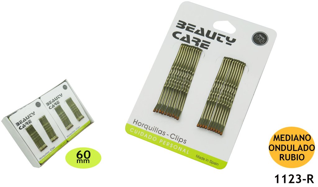 Clip ondulado 6 cm rubio 24/u - Accesorios para el cabello