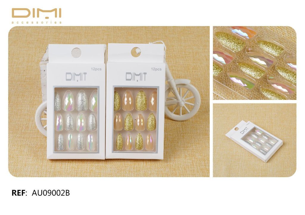Uñas postizas adultas 12 unidades AU09002B DM - Manicura y decoración de uñas