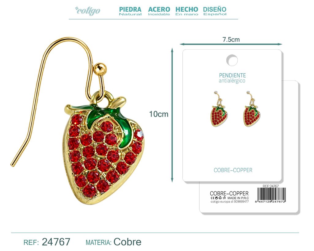 Pendiente de fresa - Accesorios de bisutería de frutas