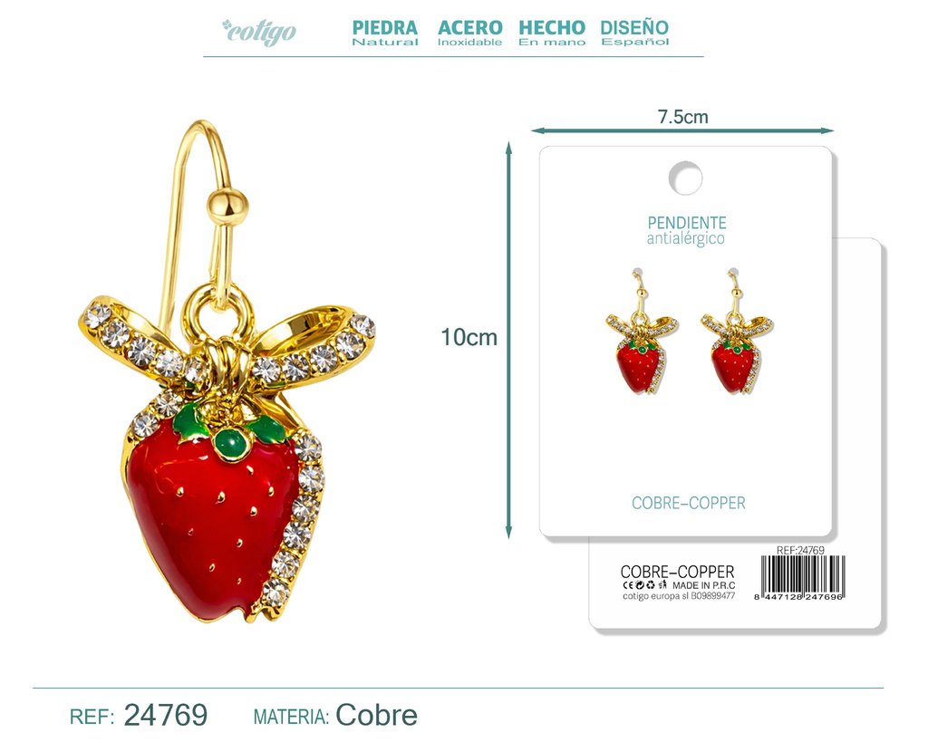 Pendiente de fresa - Accesorios de bisutería de frutas