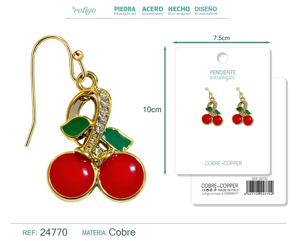 Pendiente de cereza - Accesorios de bisutería de frutas