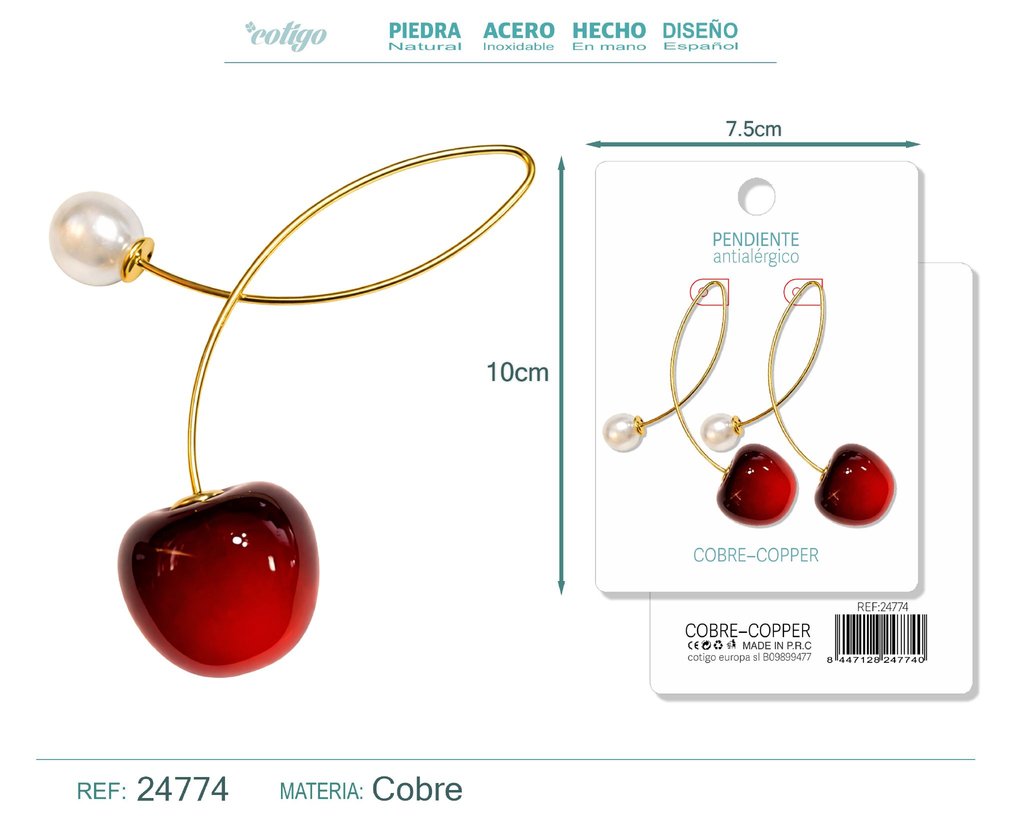 Pendiente de cereza - Accesorios de bisutería de frutas