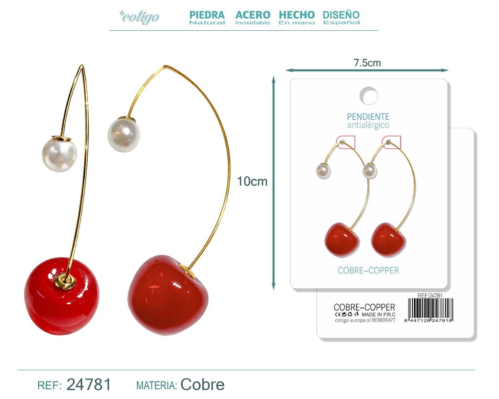 Pendiente de cereza - Accesorios de bisutería de frutas