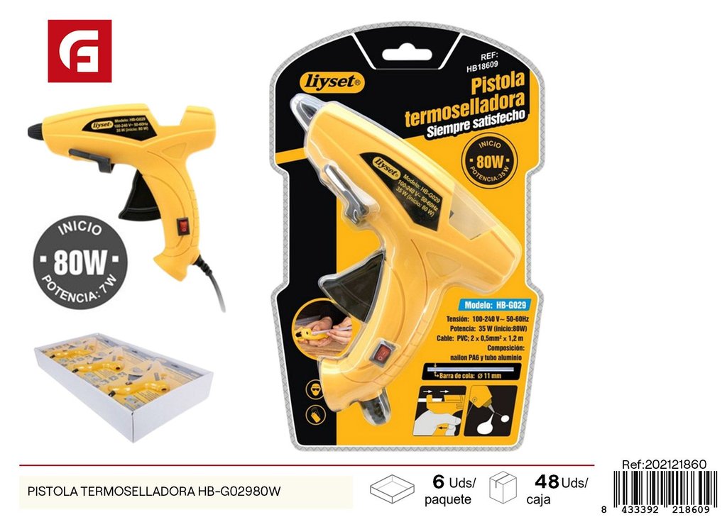 Pistola termofusible HB-G02980W - Herramientas de ferretería