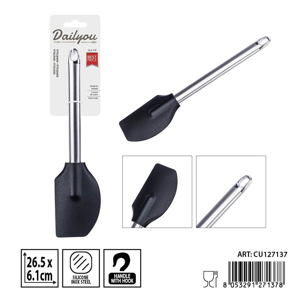 Espátula de silicona con mango de acero inoxidable 26.5X6.1 cm DC CASA - Utensilios de cocina