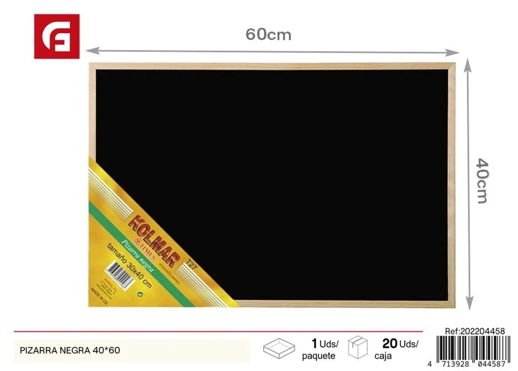  Pizarra negra 40x60 cm - Material escolar y educativo