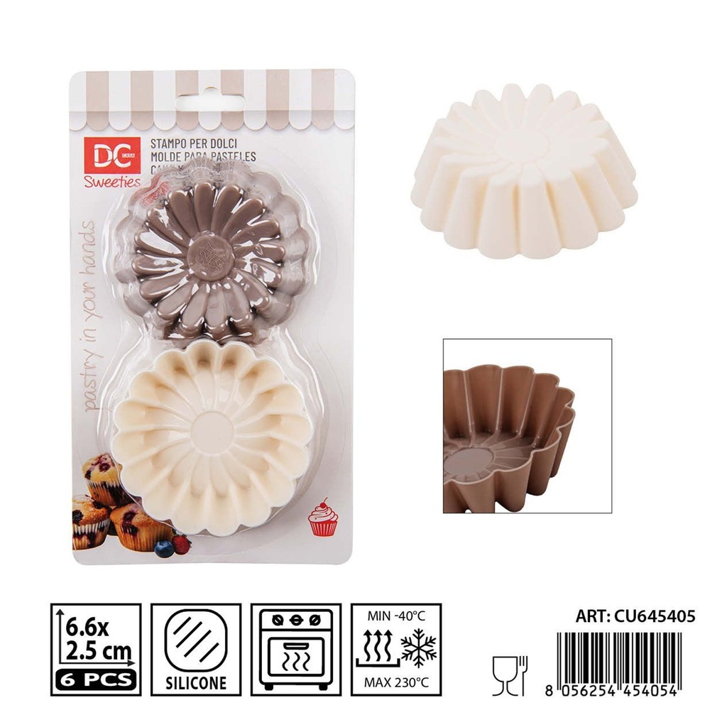 Set de moldes de silicona para pastel 6 pz 6.6X2.5 cm - Utensilios para repostería