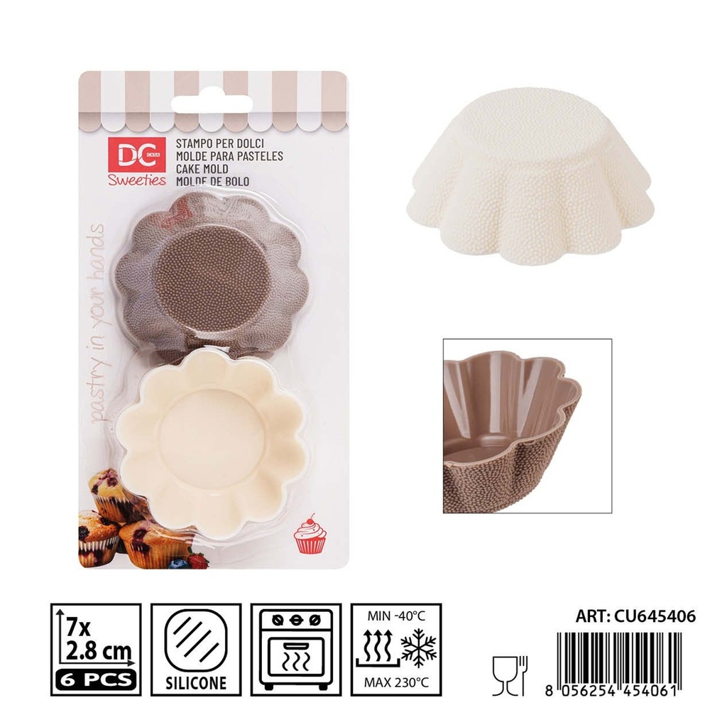 Set de moldes de silicona para pastel 6 pz 7X2.8 cm - Utensilios para repostería