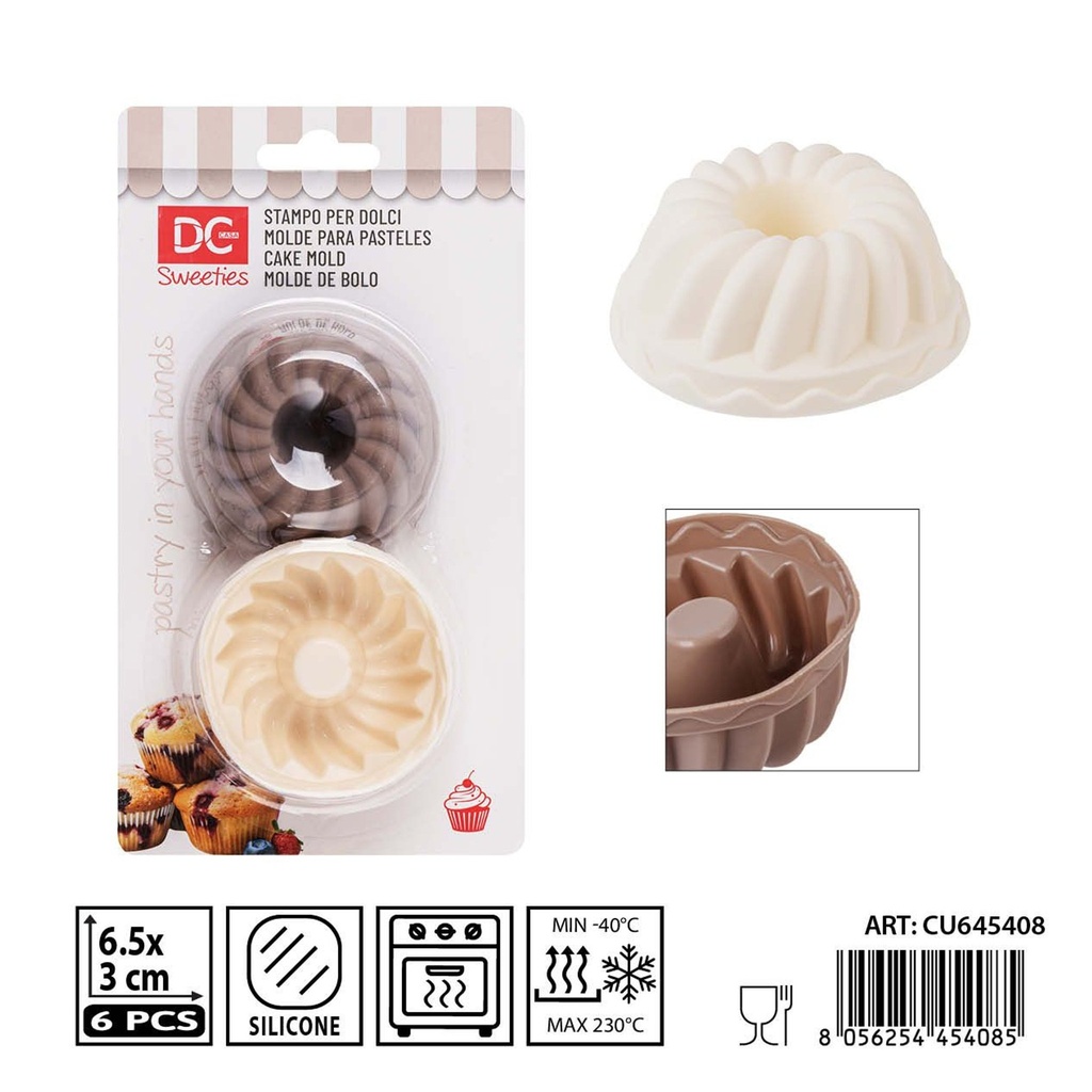 Set de moldes de silicona para pastel 6 pz 6.5X3 cm - Utensilios para repostería