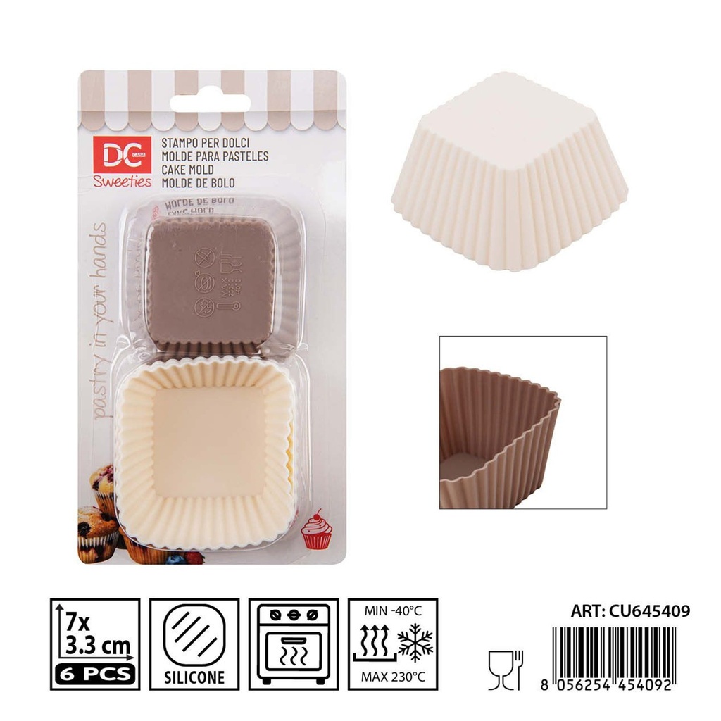 Set de moldes de silicona para pastel 6 pz 7X3.3 cm - Utensilios para repostería