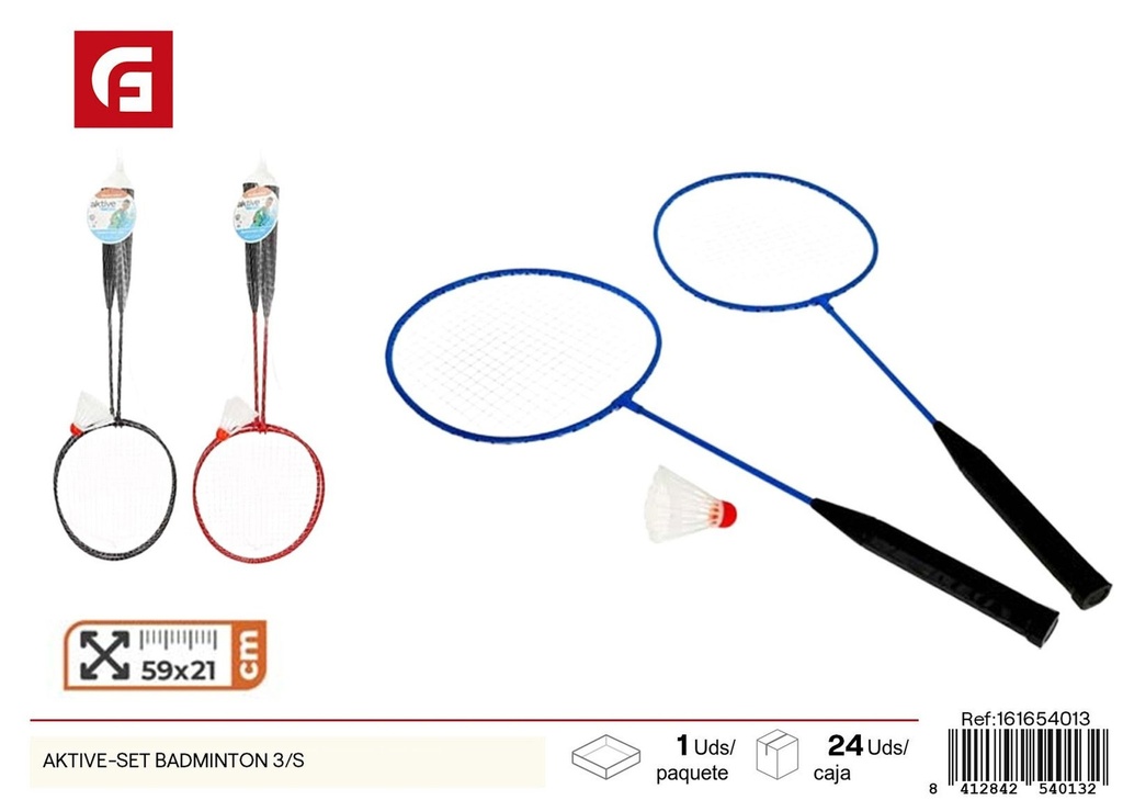 Set de badminton 3 unidades AKTIVE - Juguetes deportivos