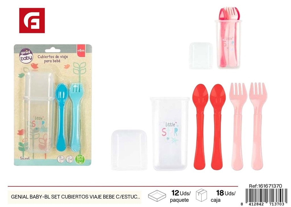 Set de cubiertos de viaje para bebé con estuche - Genial Baby