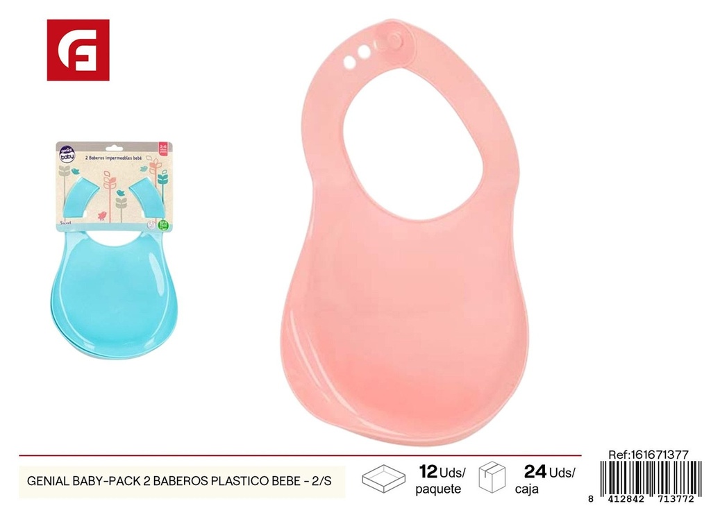 Pack de 2 baberos de plástico para bebés - Genial Baby