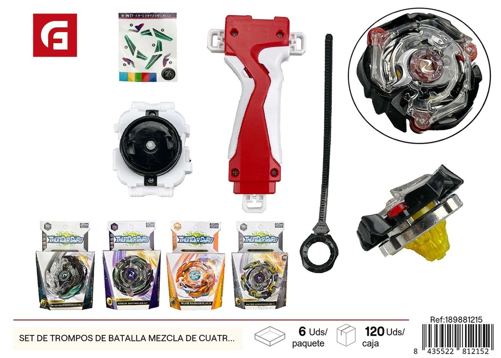 Set de trompos de batalla mezcla de cuatro modelos con lanzador - Juguetes