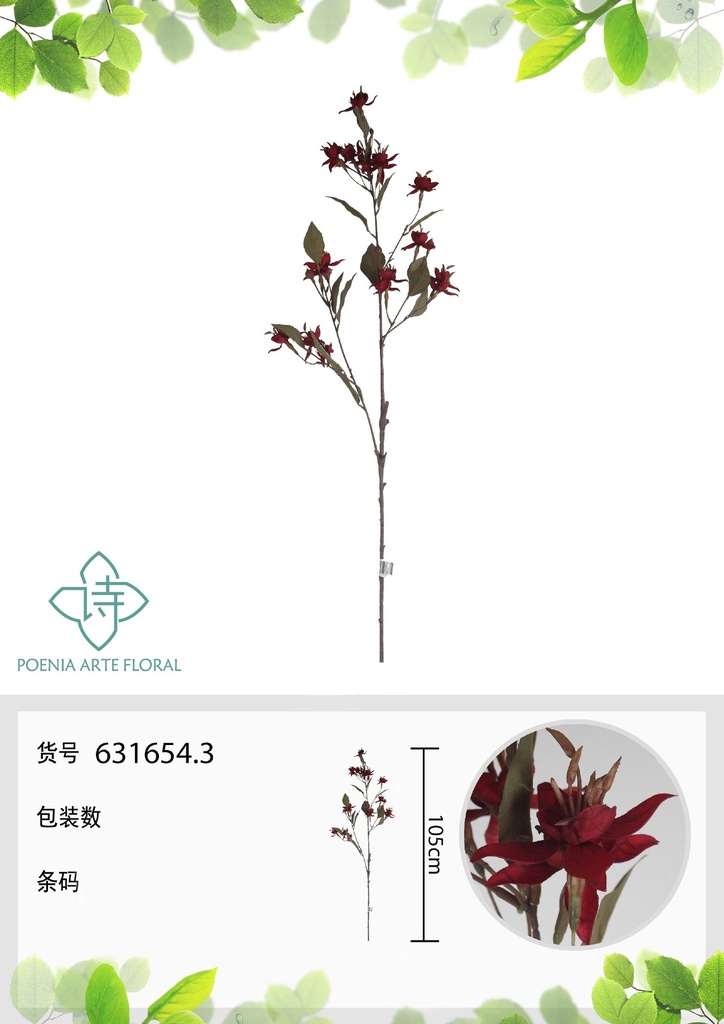 Vara de flor de estrella artificial 95 cm - Accesorios decorativos de lujo