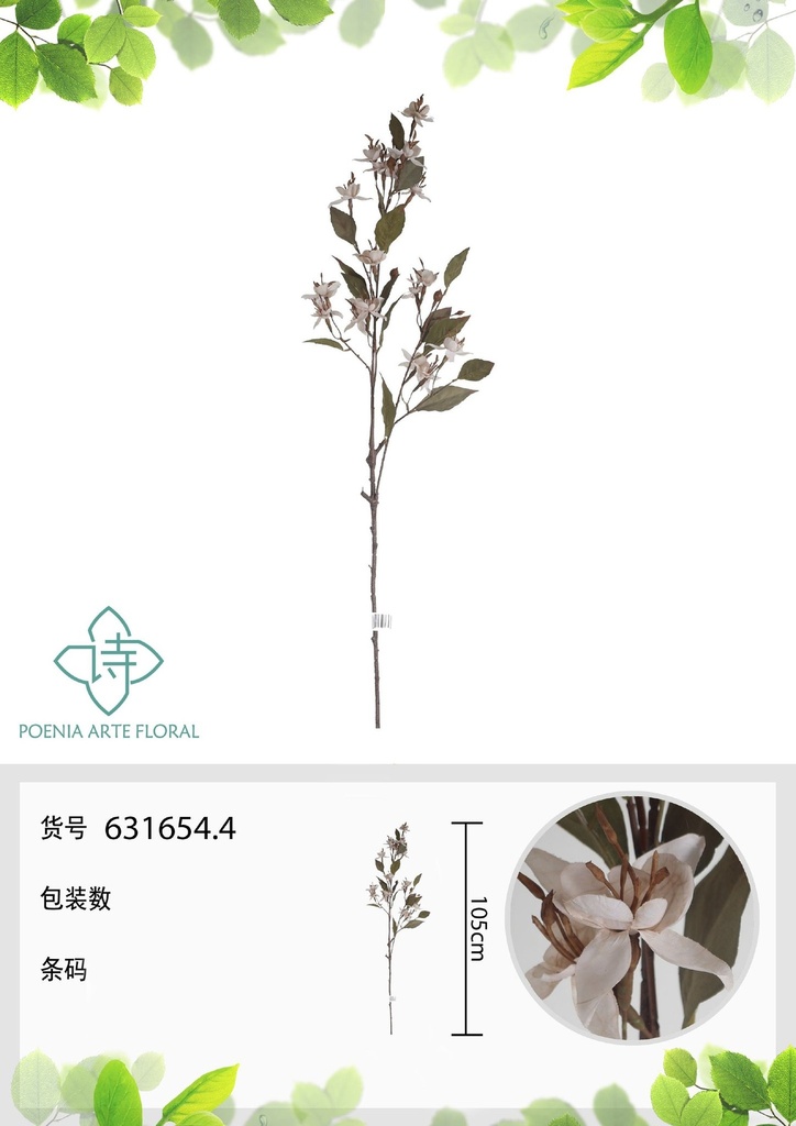 Vara de flor de estrella artificial 95 cm - Decoración floral encantadora