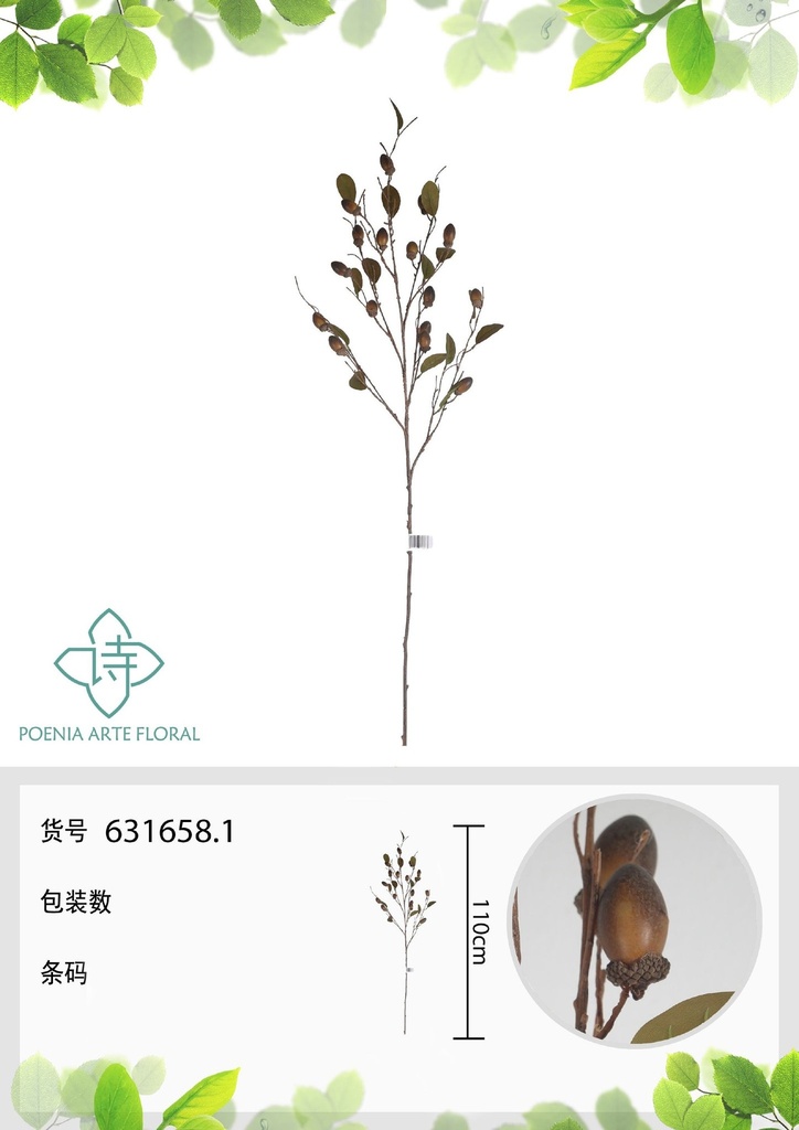 Vara de olivo con frutos artificial 110 cm - Flores decorativas elegantes