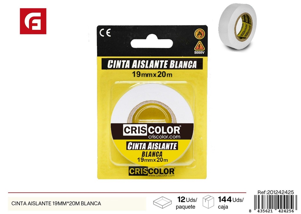 Cinta aislante 19mm x 20m blanca - Herramientas de ferretería
