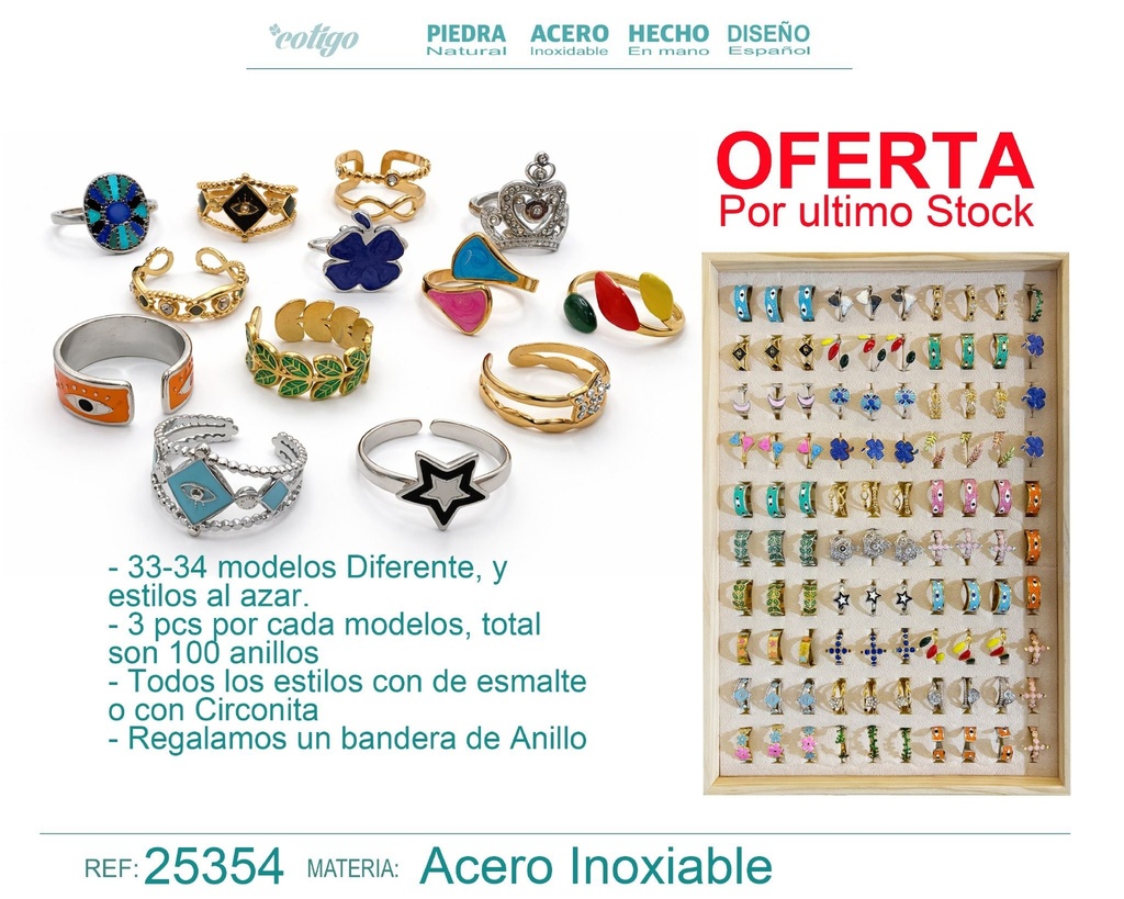 Anillo de esmalte o circonita con bandeja - Joyería elegante y anillos
