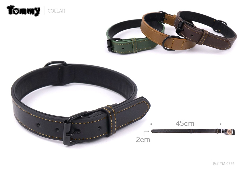Collar de cuero de doble capa para mascotas 2.0x45 cm - Collares de piel para mascotas