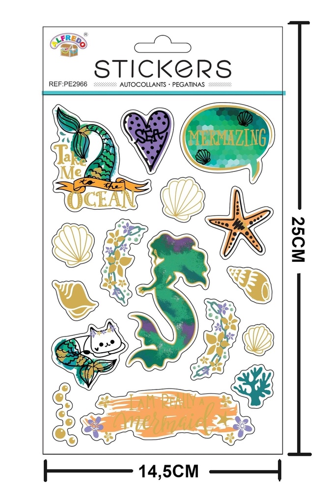 Stickers decorativos "Sirena" 14,5x25 cm - Pegatinas infantiles decorativas