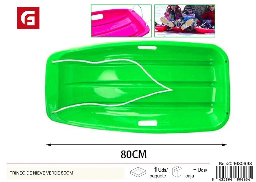 Trineo de nieve verde 80 cm - Juguete de invierno