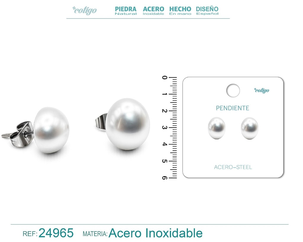Pendiente de perla con accesorio de acero - Joyería y accesorios