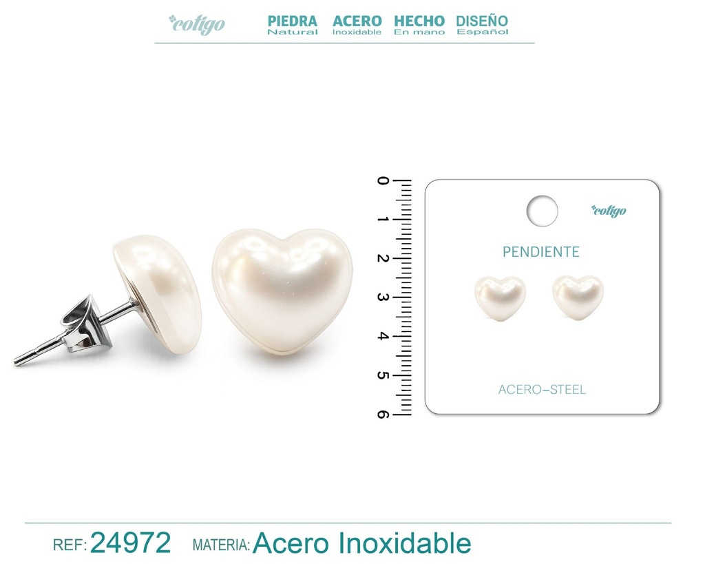 Pendiente de perla con accesorio de acero - Joyería y accesorios