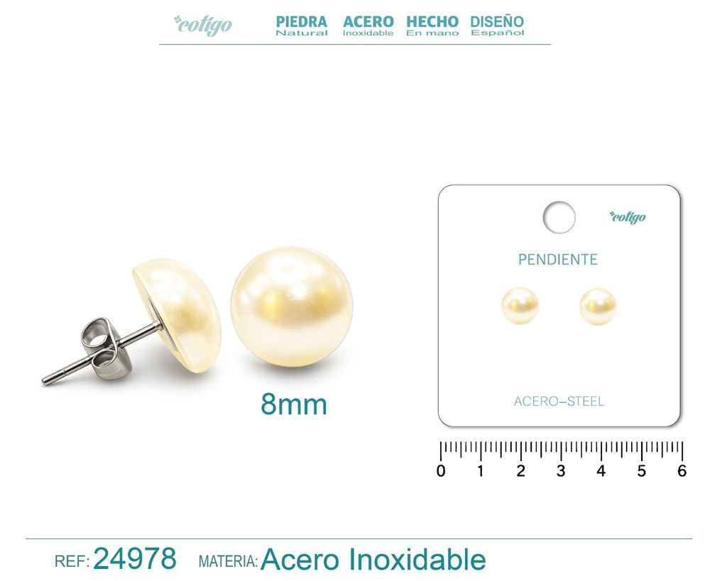 Pendiente de perla con accesorio de acero - Joyería y accesorios