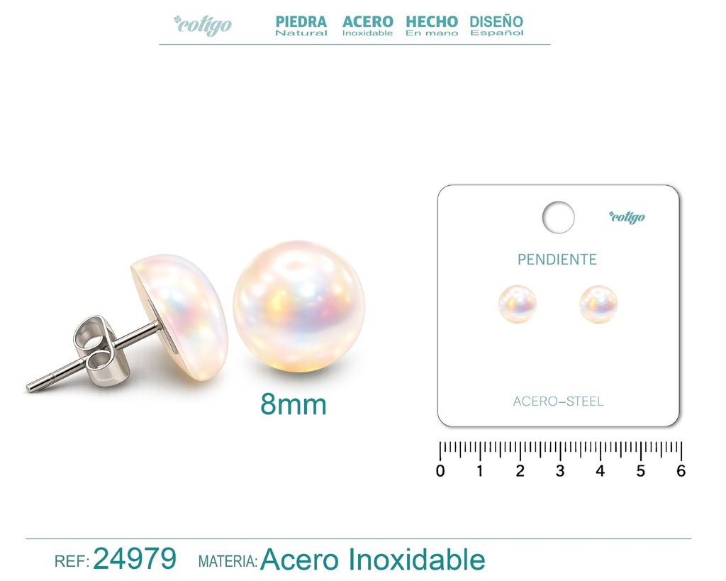 Pendiente de perla con accesorio de acero - Joyería y accesorios