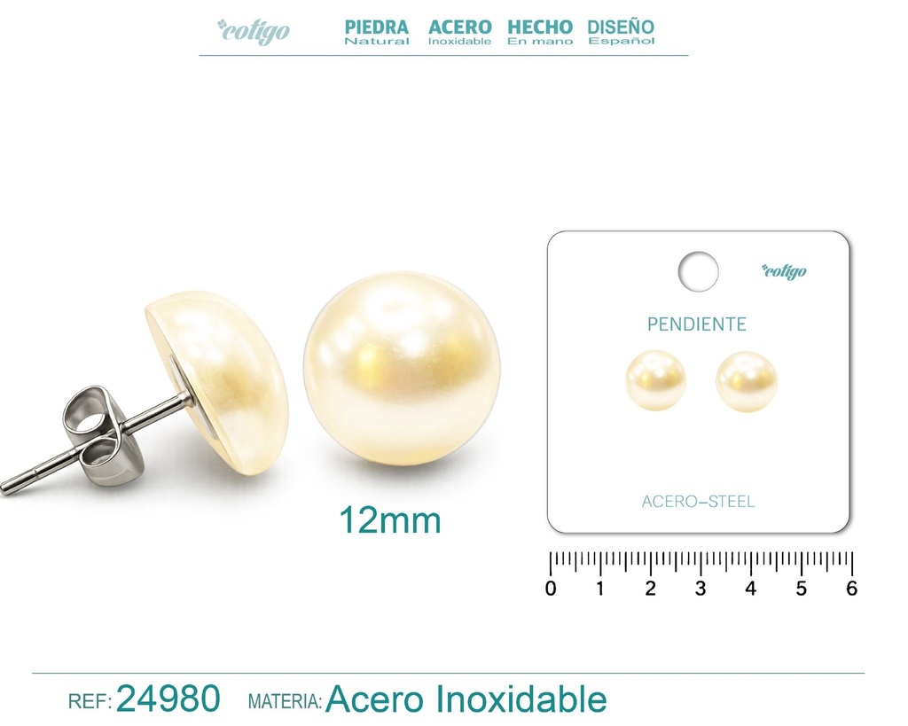 Pendiente de perla con accesorio de acero - Joyería y accesorios