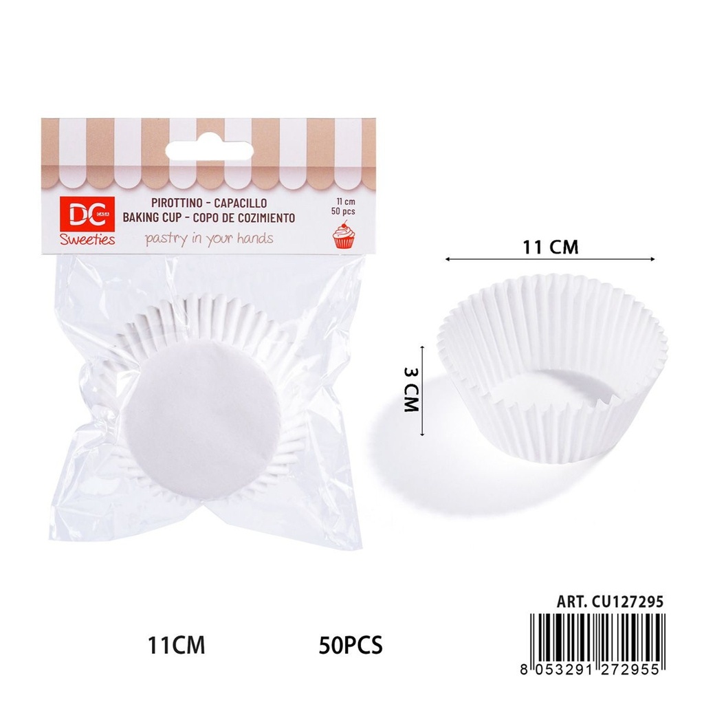  Molde de papel para magdalenas blanco 11 cm - Utensilios de repostería y moldes
