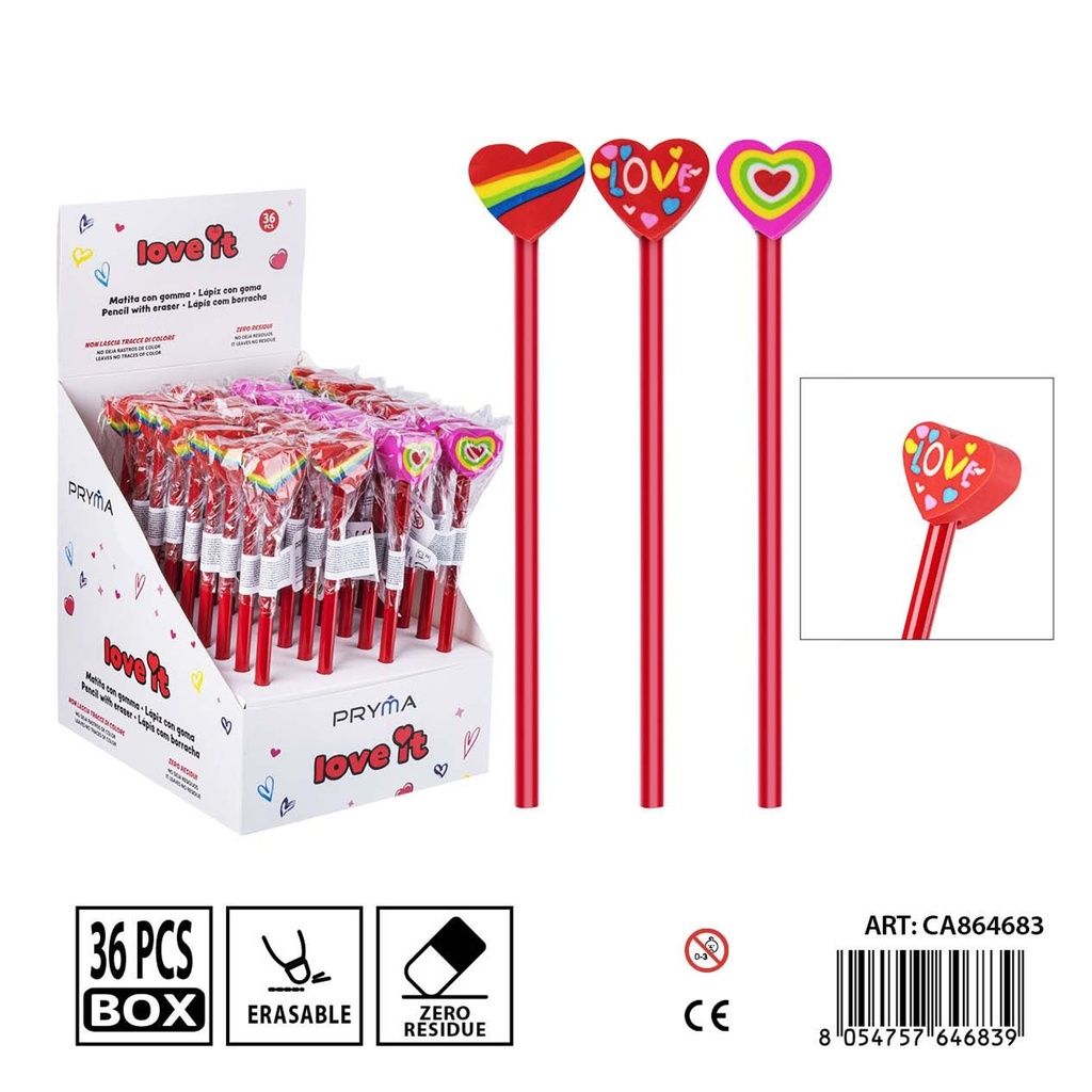 Lápiz con goma 17.5 + 2.5 cm - Herramientas de escritura y lápices
