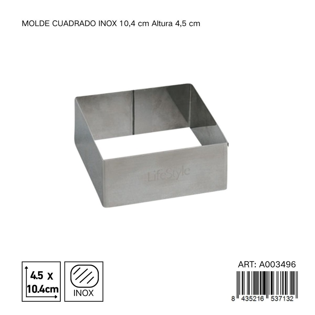 MOLDE CUADRADO INOX 10.4 CM - Utensilios de repostería y moldes