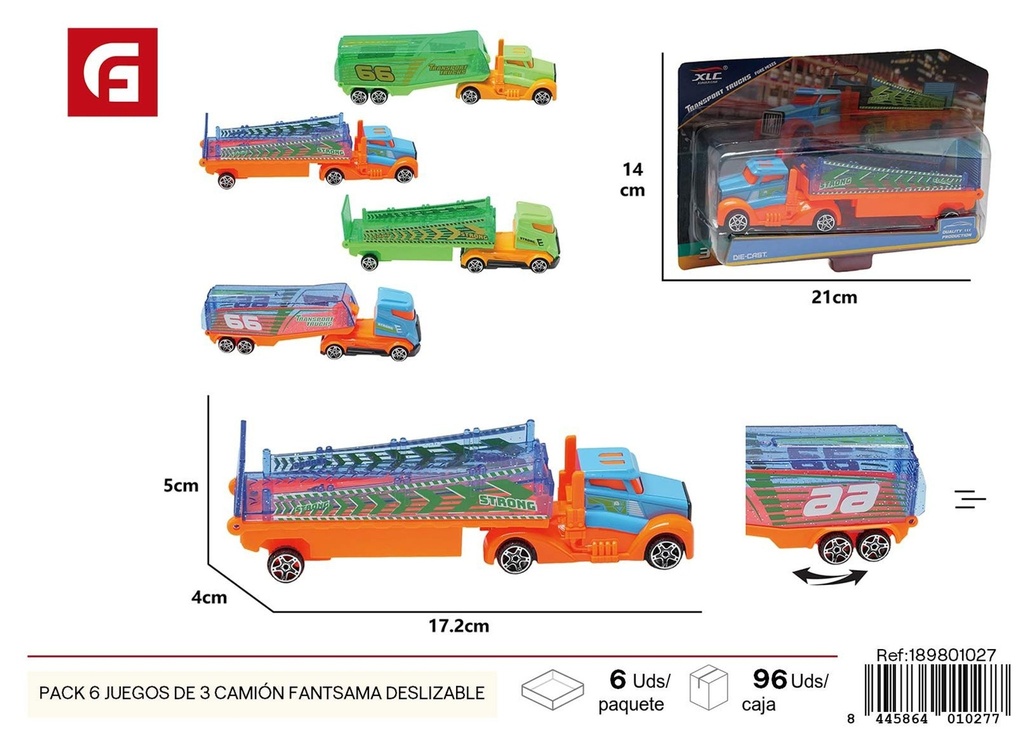 Juego de camión fantasma de aleación deslizable PACK 6 - Juguetes de coche