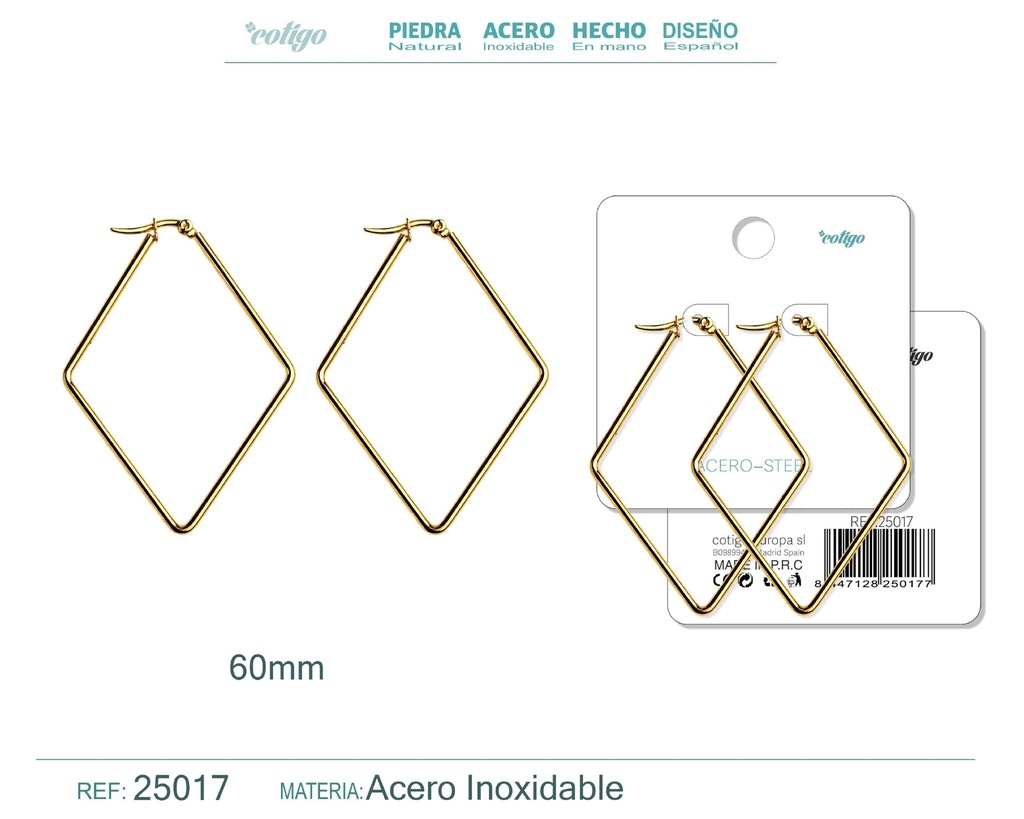 Aro de acero plateado de 60 mm - Joyería y accesorios de moda