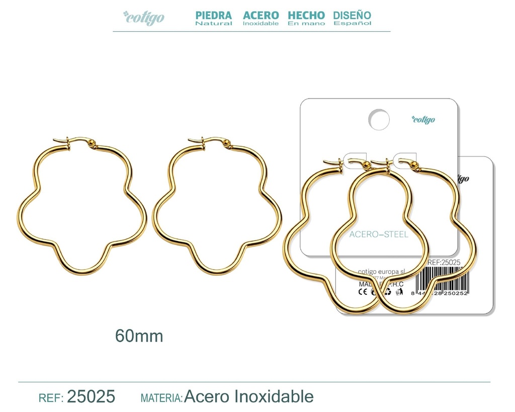 Aro de acero plateado de 60 mm - Joyas de acero